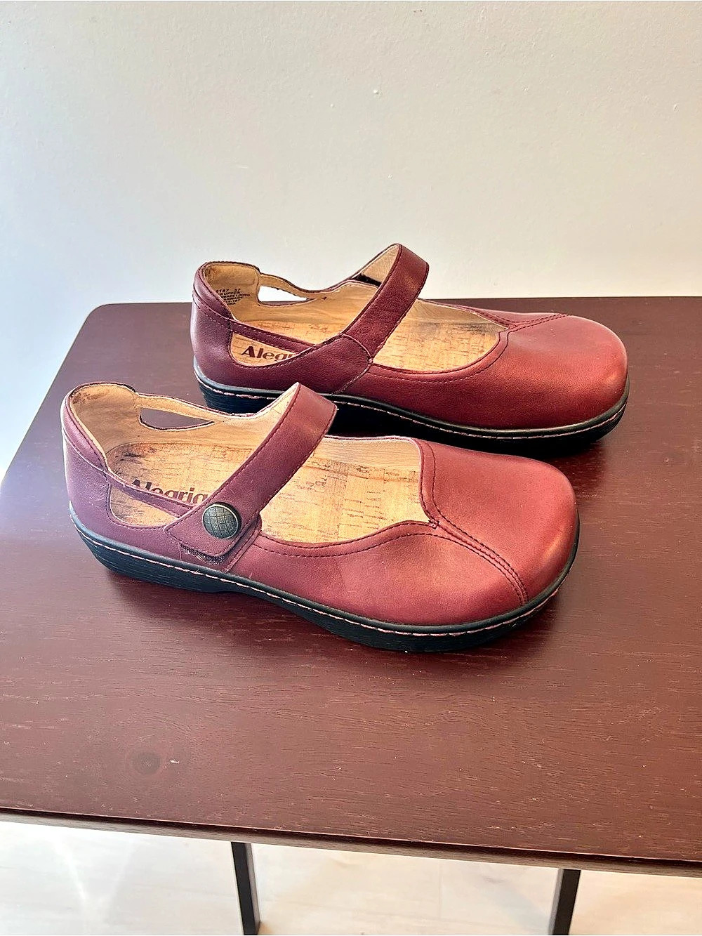Alegria Onika Mary Jane Leather Shoes In Redwood Size EU 37 (7-7.5) ONS-8187